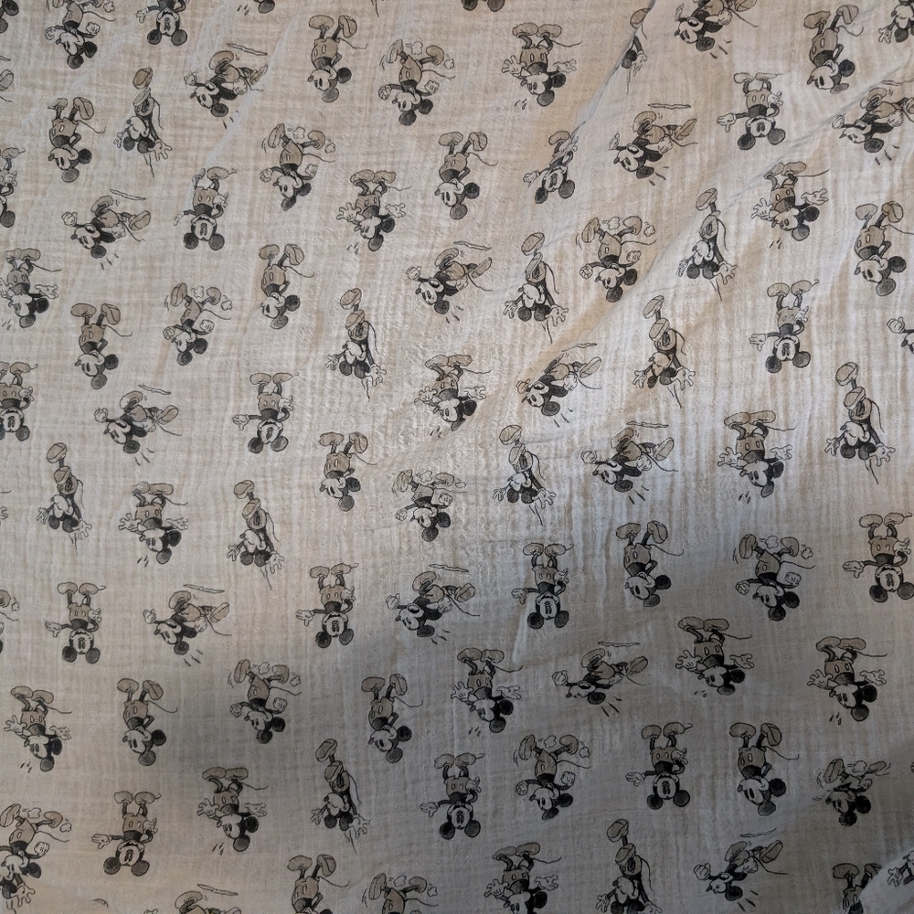 Pottery Barn Kids Mickey Mouse Blanket Muslin White Black Swaddle Organic Cotton